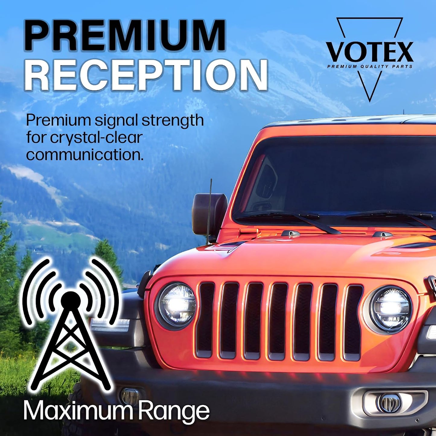 Votex 13 Inch - All-Terrain Flexible Rubber Antenna Accessories - Spring Steel Internal Core