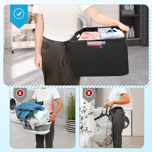 Large Laundry Basket with handle 2 Pack, Laundry Room Organization, 64L Freestanding Laundry Hamper for Family, Waterproof Foldable Basket and Collapsible Tall Clothes Hamper to Easy Installation
