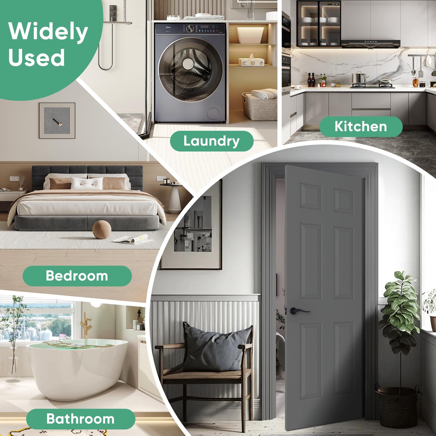BARNSMITH 30x80 in Raised 6-Panel Textured White Primed Molded Door Slab, Classic Style Paintable Hollow Core Interior Door Panel, for Pocket, Swing, Sliding Door, Durable and Lightweight