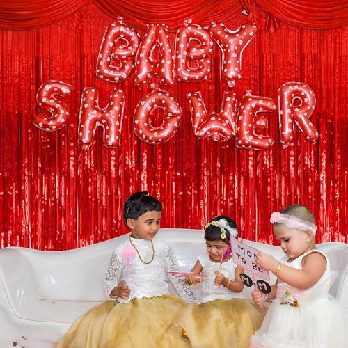 Foil Curtain Backdrop by [Brand Name] - Red Metallic Tinsel Fringe | Perfect for Parties & Celebrations