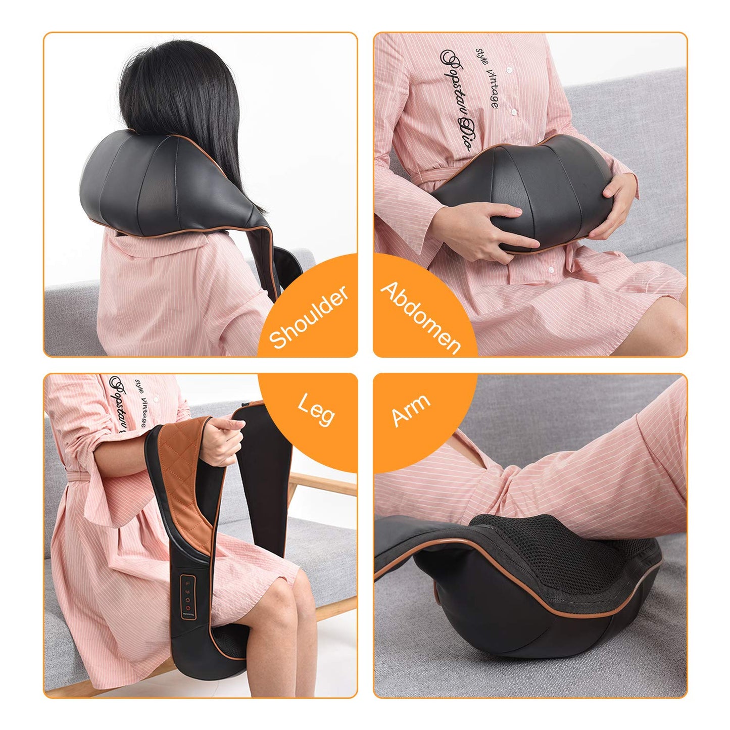 TRIDUCNA Shiatsu Neck Shoulder Back Massager with Heat and Carry Bag - Electric Massage Pillow with Deep Tissue Kneading for Lower Back, Calf, Leg Massage - Use at Home, Office, and Car
