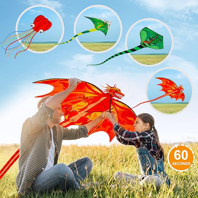 Large Kites for Adults Kites for Kids Ages 4-8， 8-12 Beach Park Outdoor Game Activities, Gifts for Easter and Festival