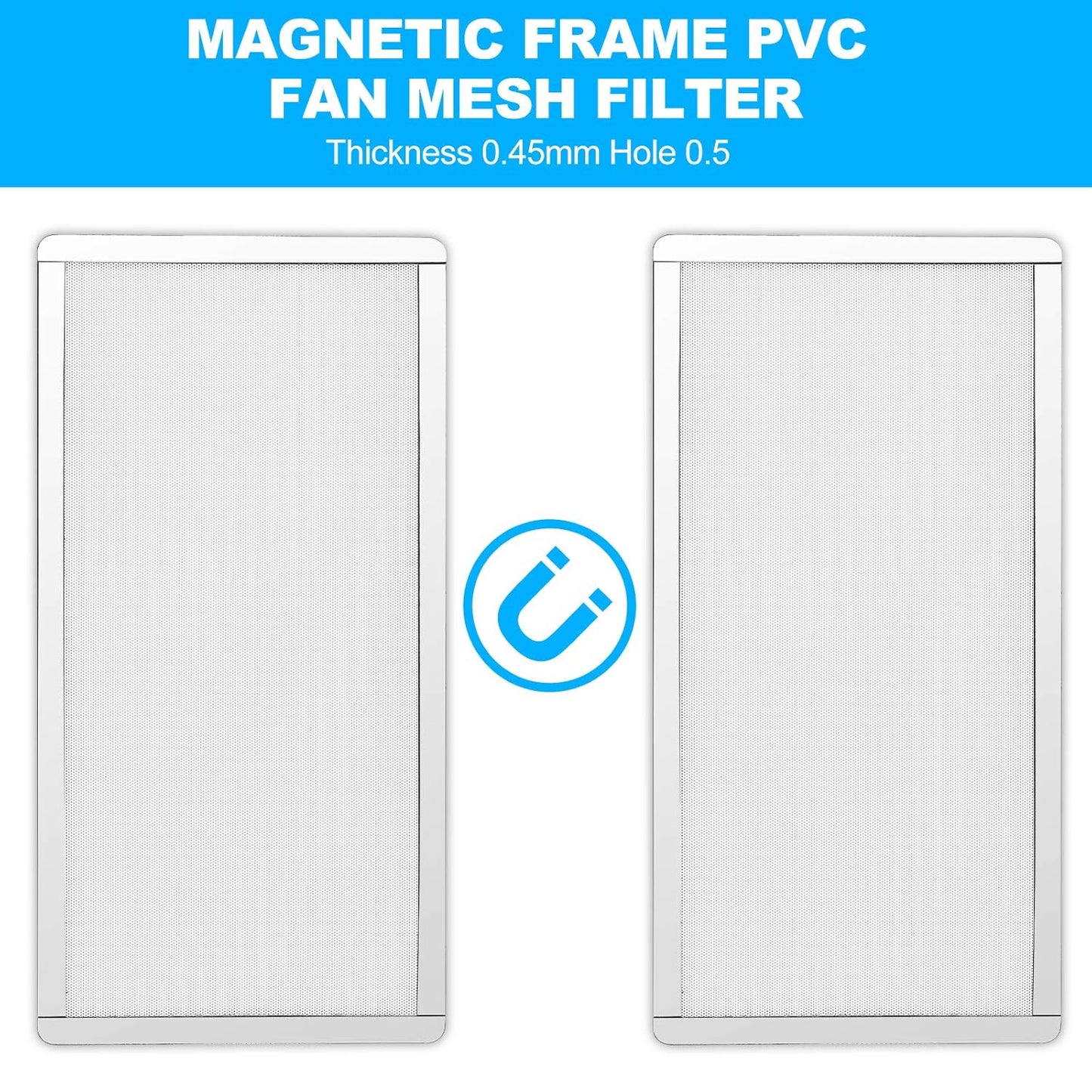 360mm 120mm 2 4.72inch 2-Pack x PC Fan Dust Mesh Filter PVC Computer PC Case Dust Proof Filter Cover Magnetic White