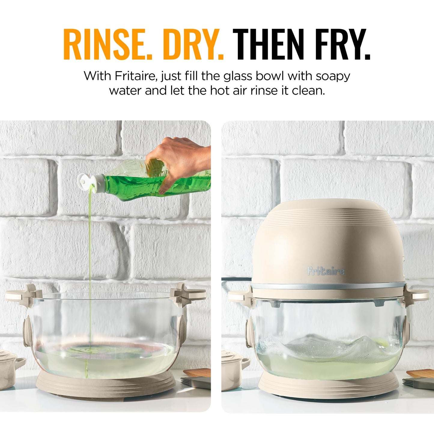 Non Toxic Air Fryer™ Pro | 9-in-1 Glass Air Fryer | Self-Cleaning | 5 Quart | Rotisserie and Tumbler | 400F Vortex For Even Cooking, BPA-Free Teflon Free, Recrisp, Roast, Bake, White