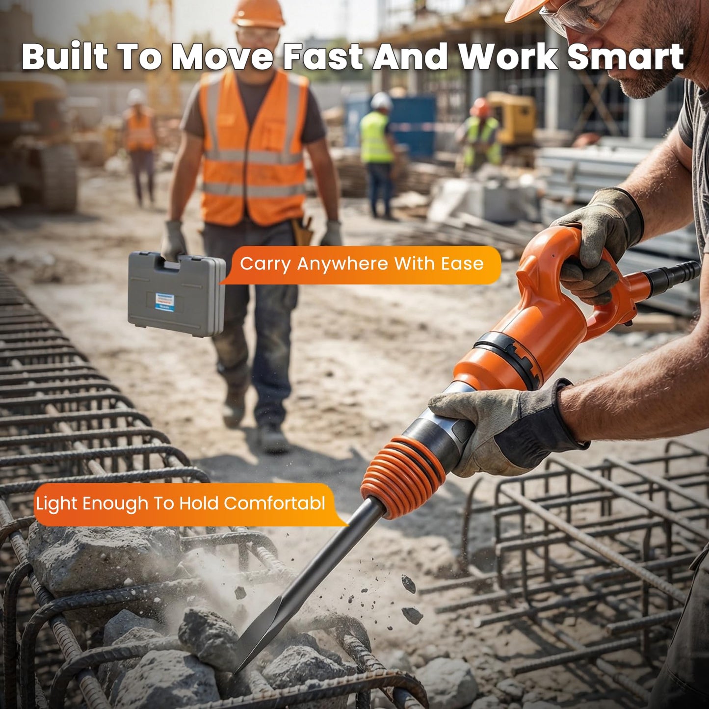 NEWTRY 21L/S Air Hammer 14J Pneumatic Hammer Shovel Heavy-Duty Air Chisel with 12” Hammer Chisel Attachment for Concrete Breaking & Rust Cleaning