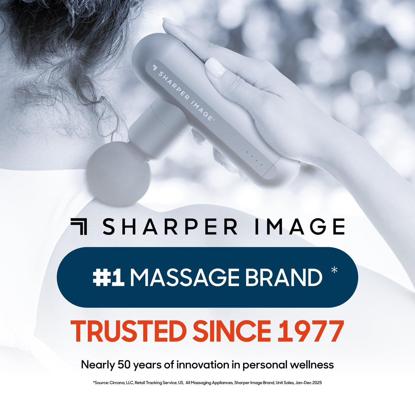 Sharper Image PowerBoost Core Mini Massage Gun [2026 Version] Deep Tissue Percussion Massager with 6 Speeds for Back & Full Body Muscle Pain Relief, Portable with 4 Attachments & Carry Pouch