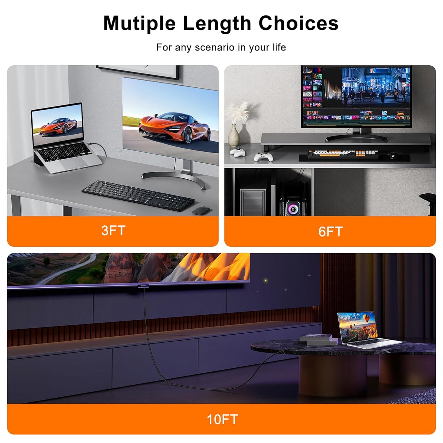 kanmis 4K 3FT, 4K@30Hz, 2K@60Hz, 1080P 1.2 1.4 DisplayPort to HDMI Cable Full HD, Uni-Directional DP Computer to HDMI
