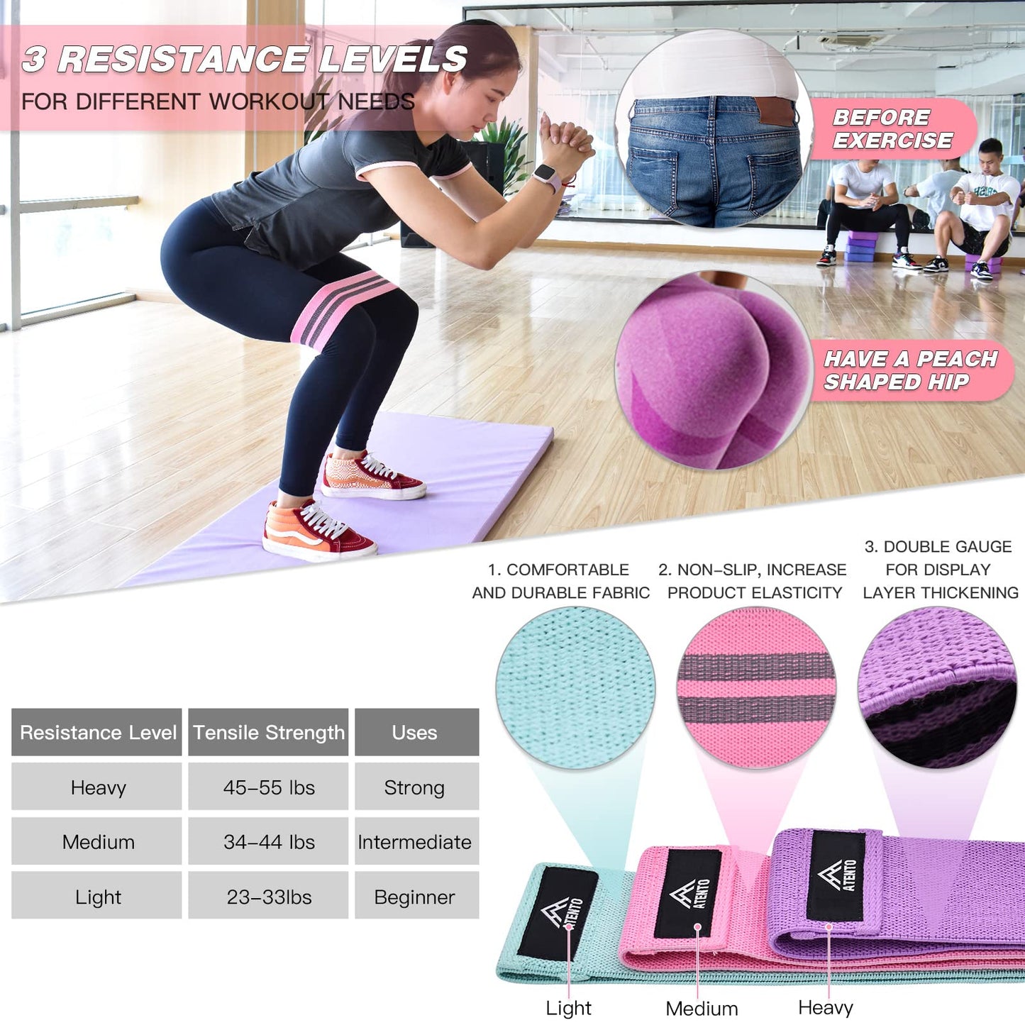ATENTO 10 Pcs Barbell Pad Set, Hip Thrust Pad for Bench Press, Lunges, Workout, Leg Exercise, Squat Bar Pad (Pink)