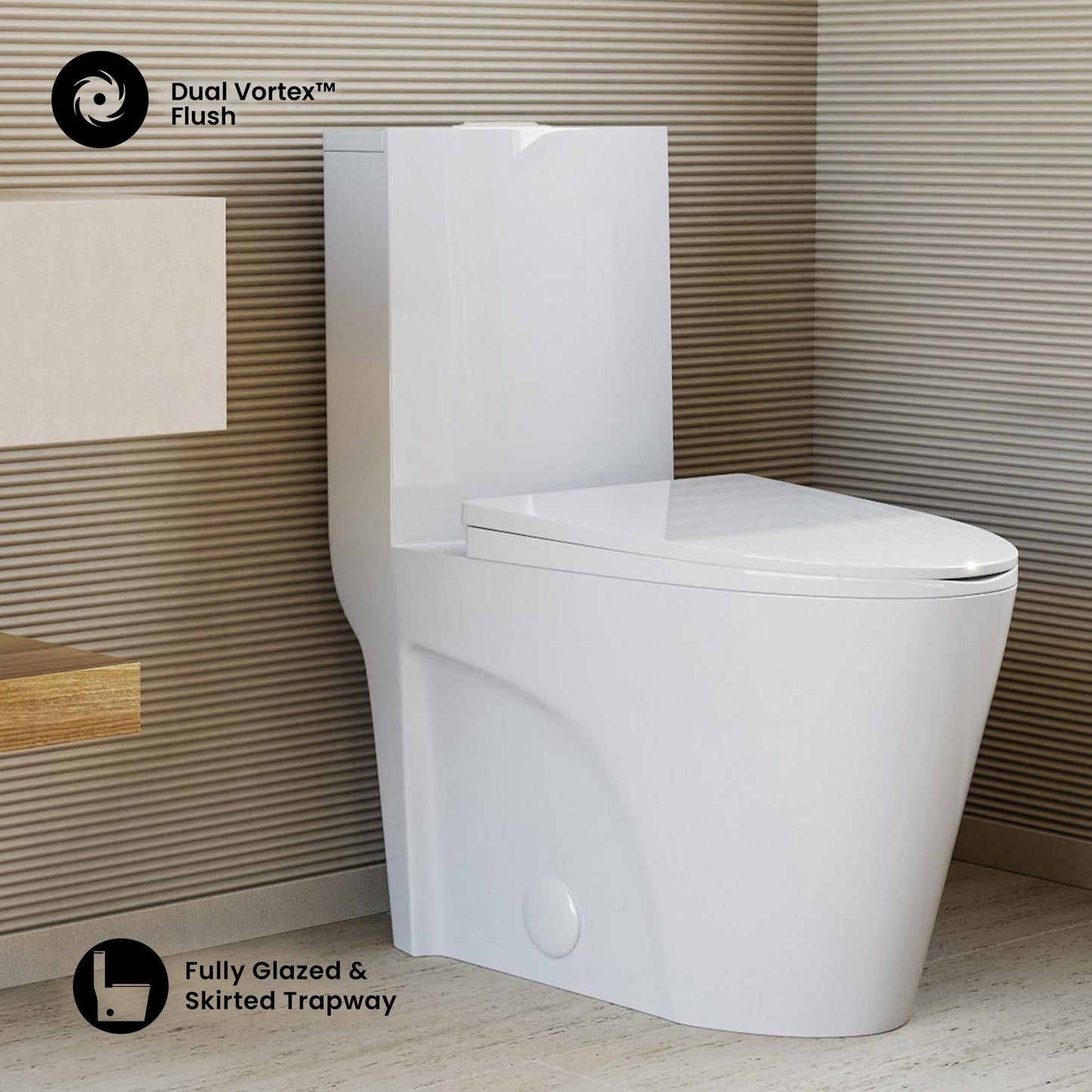 Swiss Madison SM-1T254 St. Tropez One Piece Toilet Dual Tornado Flush 0.8/1.28 GPF with Soft Closing Seat, Comfort Height