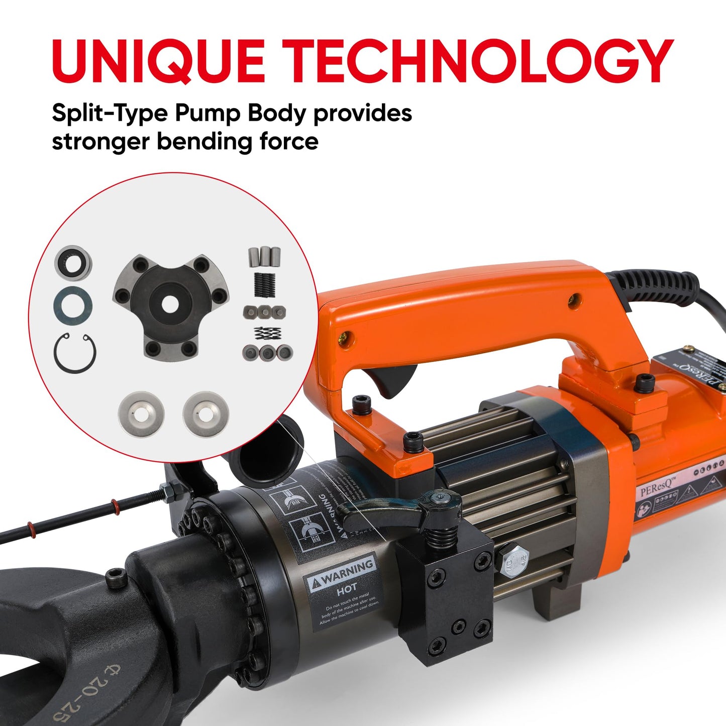 Electric Hydraulic Rebar Bender, 1500W 120V Portable Rebar Bender, Bending up to 1″ (#8, 25mm) Rebar, Lightweight 30 lb Aluminum Body, NRB-25 (NRB-25 Orange)