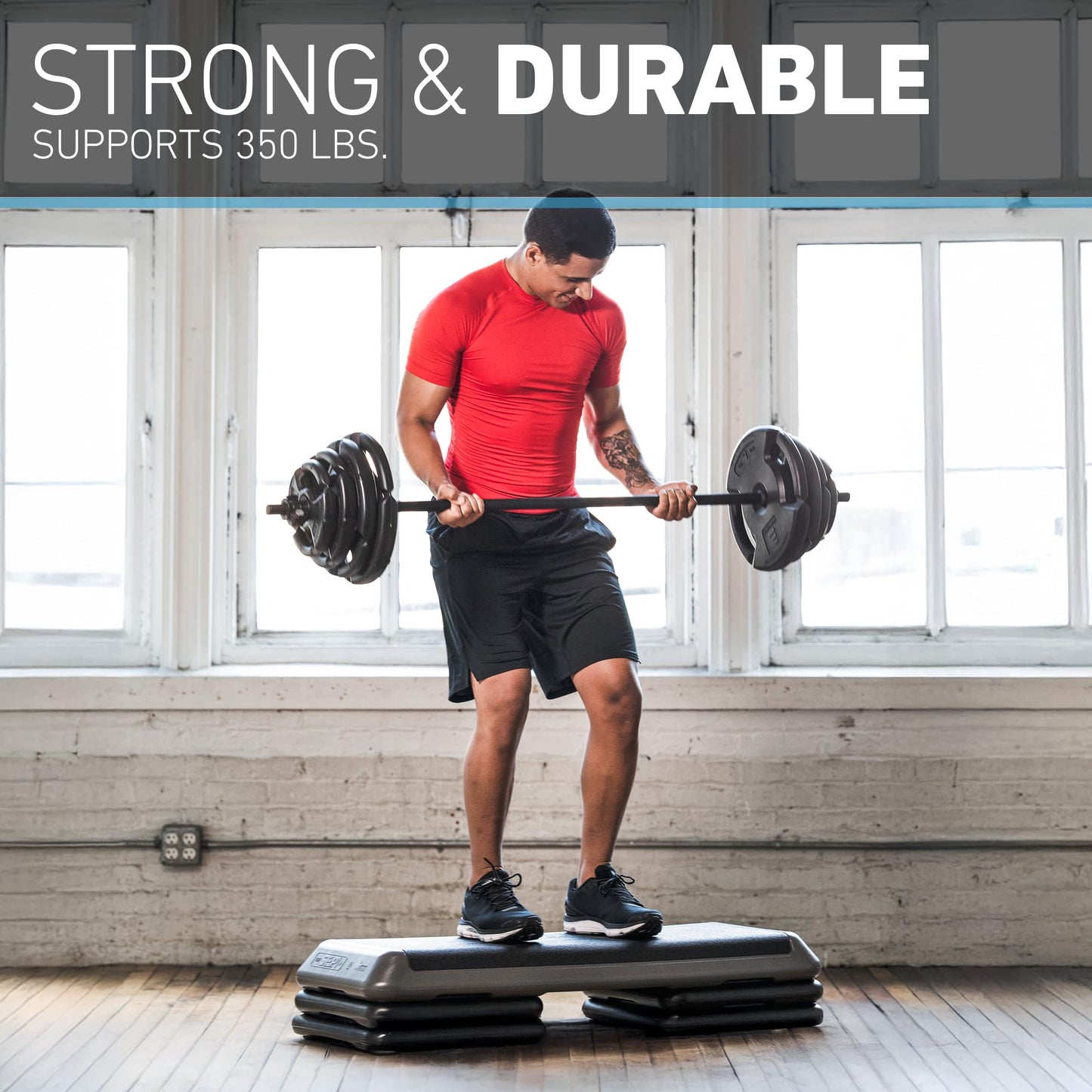 The Step (Made in USA Original Aerobic Platform for Total Body Fitness – Health Club 4 Risers Grey