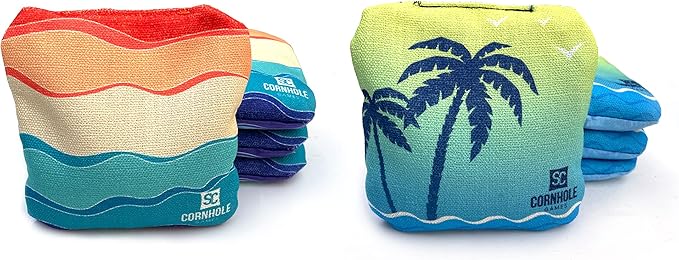 Professional Dual Sided Cornhole Bags- 16 oz 6x6 w/Premium Resin Fill - Official Tournament Slide/Stick Pro Bean Bags - Regulation/Approved