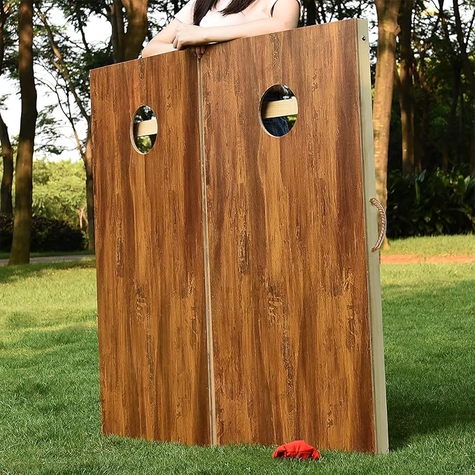 Cornhole Set 4'x2' Cornhole Board Sets with Bags Regulation Size, Corn Hole Games for Adults Outdoor Bean Bag Toss Game, Solid Wood