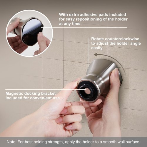 LAVA ODORO Handheld Shower Head with Magnetic Docking System, 10-Function High Pressure Detachable Shower Head, 5-inch Showerhead with 72 Inch Hose, Remote Dock, Brushed Nickel, SH180-BN-D