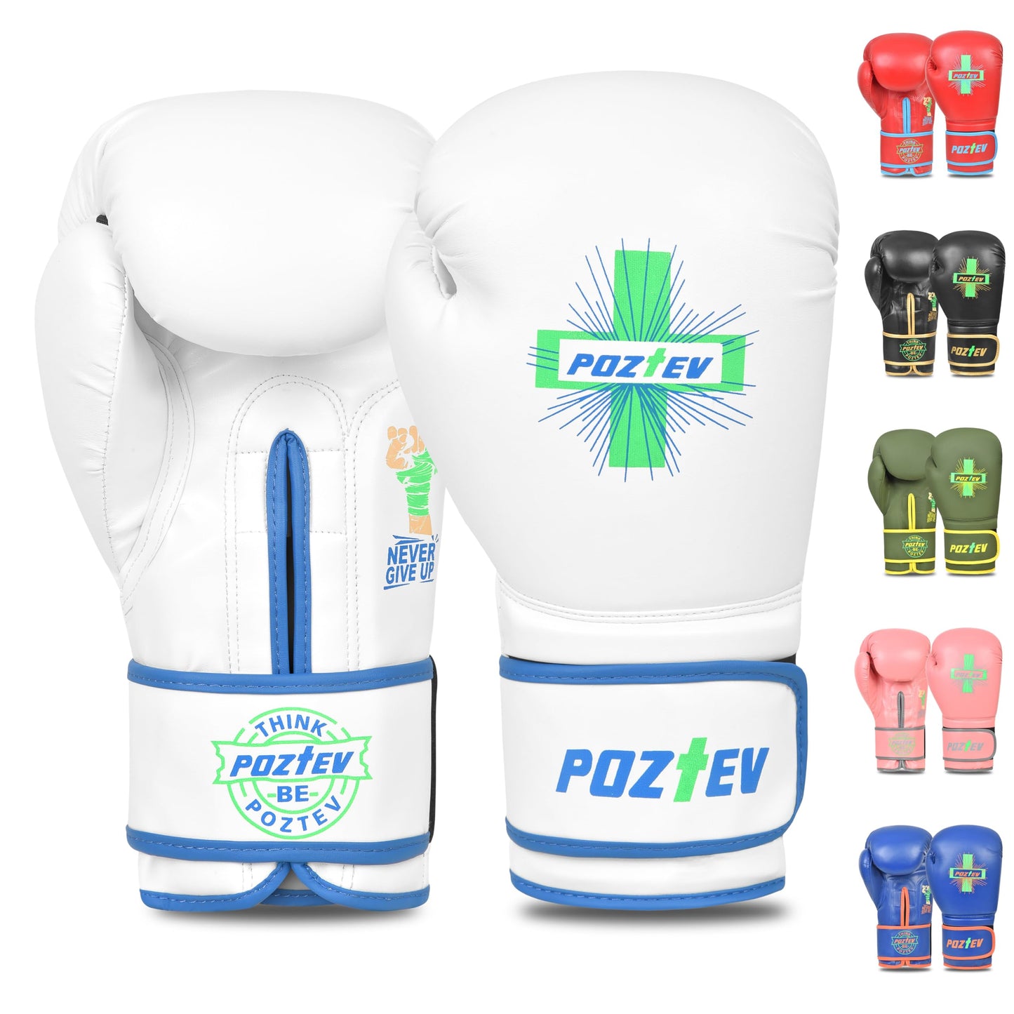 POZTEV Boxing Gloves for Men & Women Professional Workout Gloves for Sparring, Heavy Bag Training - Muay Thai Focus Mitts Punching Bag Ideal for MMA & Kickboxing Gloves(White,16oz)