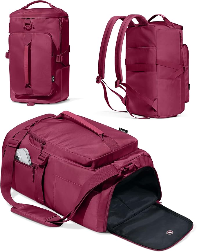 Gym Bag for Women Workout Gym Backpack with Shoe Compartment Sports Duffel Bag Multiple Pockets 30L (Rose Red)
