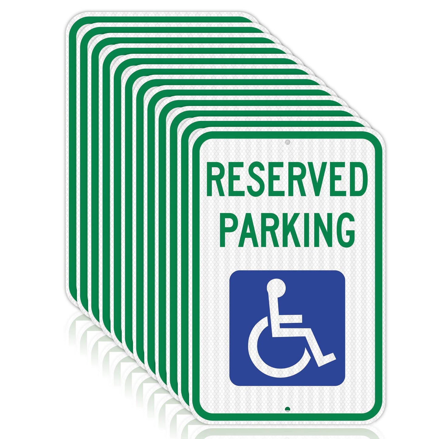 OLANZU Handicap Parking Sign - Pack of 12 Handicap sign - 12" x 18" Engineer Grade - Handicapped Parking Sign - 0.06 Inch Aluminum - UV Protected & Weather Resistant