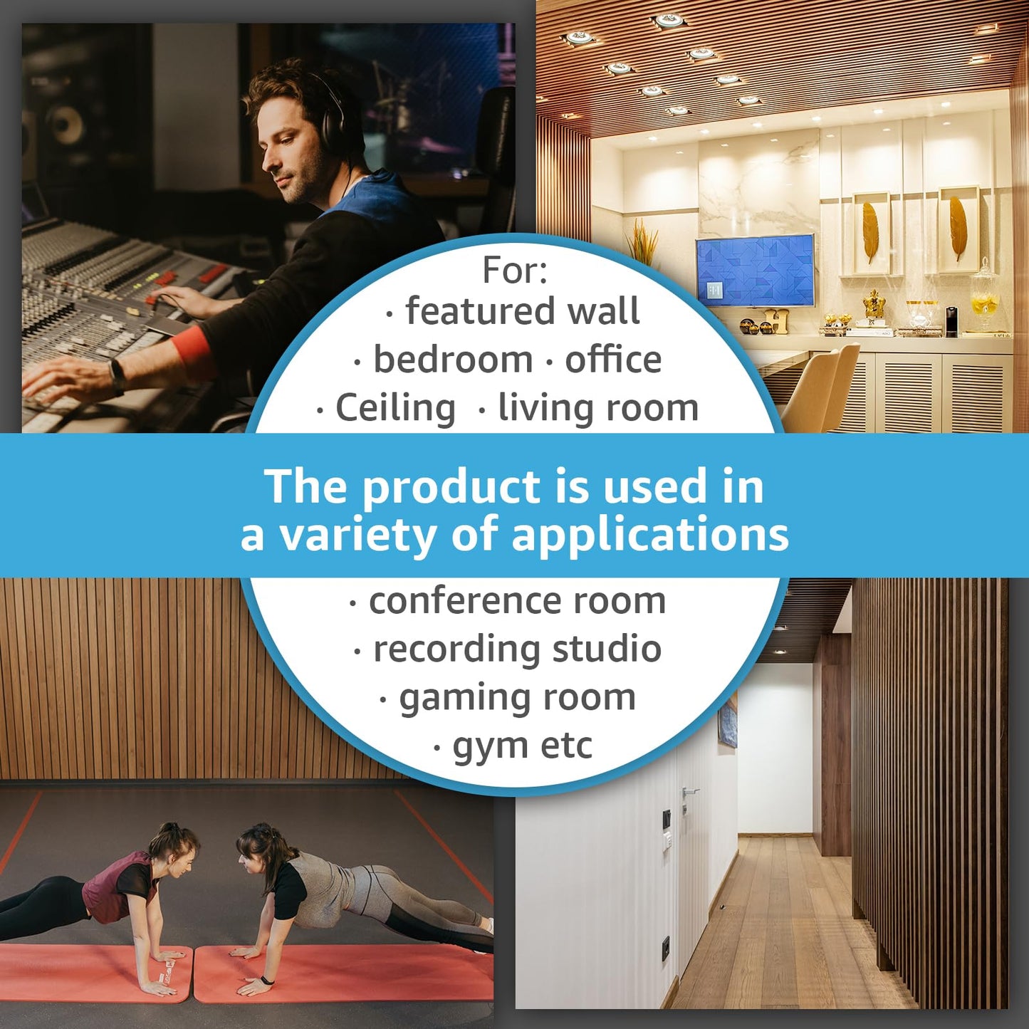 Art3d 6-Piece Wood Slat Acoustic Panels for Stylish Decor and Noise Reduction, 3D Textured Panel for Ceiling and Wall, Walnut