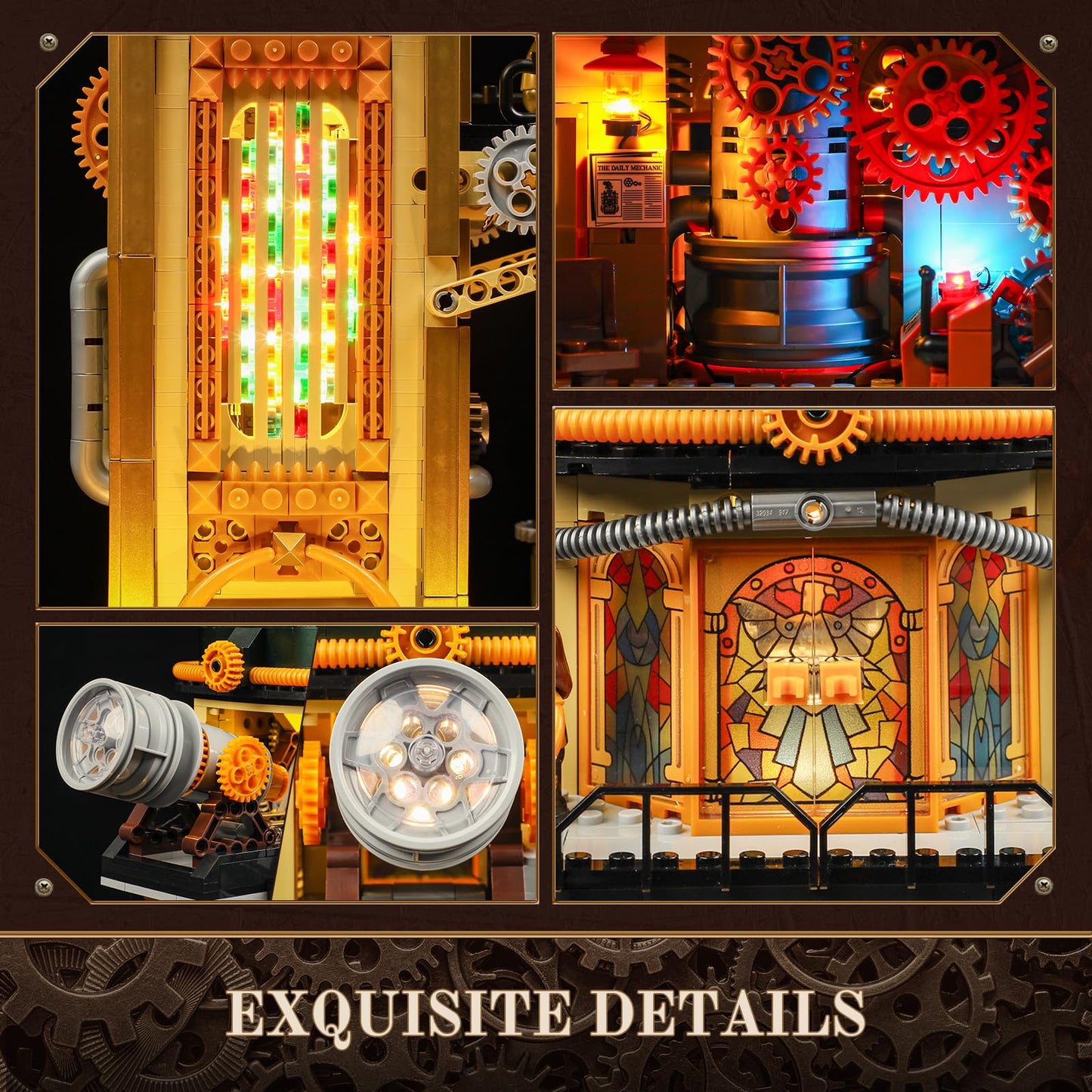 Lumibricks Steampunk Observatory Tower Lighting Building-Bricks Set - Astronomy Tower 2744 Pcs Collection Display Set for Adults and Steampunk Lovers
