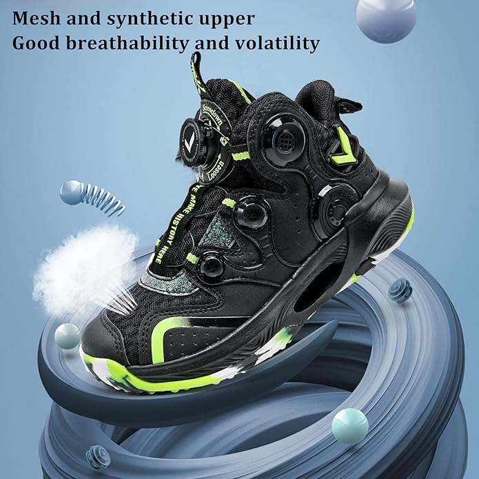 VITUOFLY Kids Basketball Shoes Boys Air Cushion Sneakers Girls Mid Top School Hoops Shoes Non-Slip Outdoor Sports Running Gym Comfortable Durable Little Kid/Big Kid