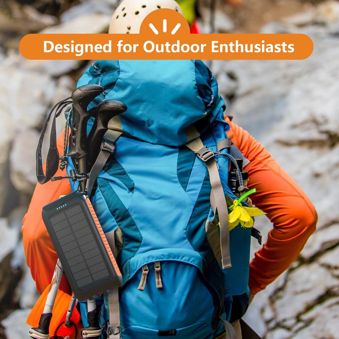 49800mAh 2 15W Solar Charger Power Bank Portable Solar Phone Charger with USB-A and Type-C Interface, Fast Charging