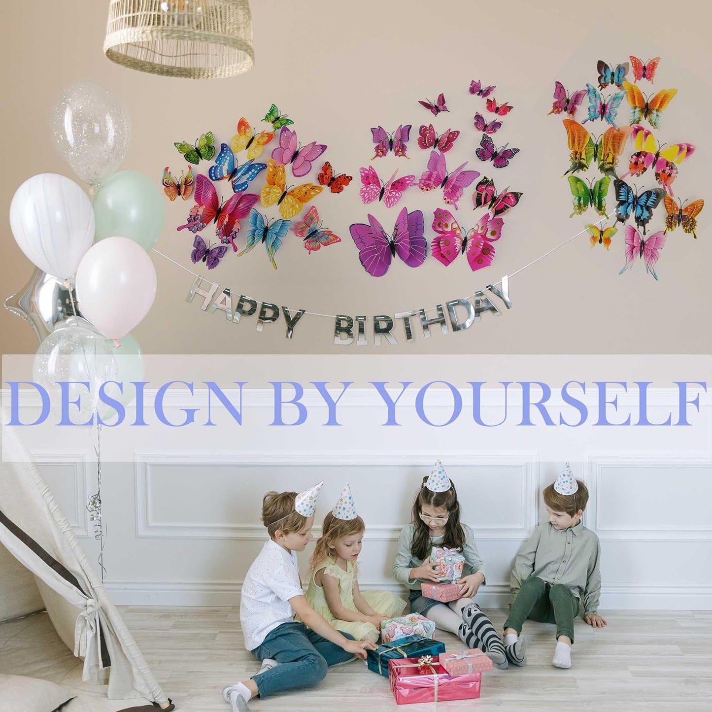 OPSEAM 3D Butterfly Wall Decor - 24/48 PCS Magnetic Stickers for Party Decorations