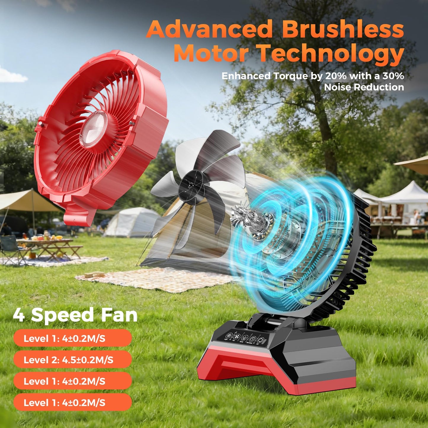Portable Misting Fan with Wheels, 2-in-1 Rolling Mist Fan with 30L Water Tank, 30000mAh Rechargeable Battery Operated Cooling Station with Remote for Golf Cart, Patio, Camping, Outside & Travel