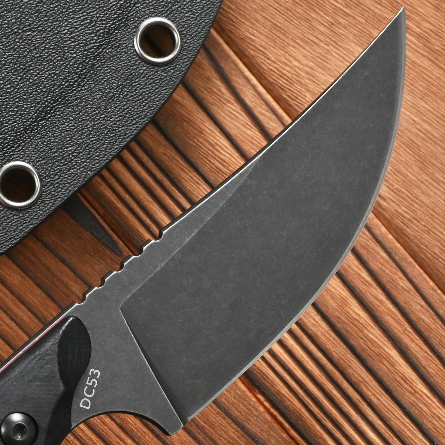 CCFFCC FF105 Fixed Blade Knife，DC53 Black Stonewashed Steel Blade Carbon Fiber Handle Full Tang Knife for Outdoor Camping Hunting Working(Black)