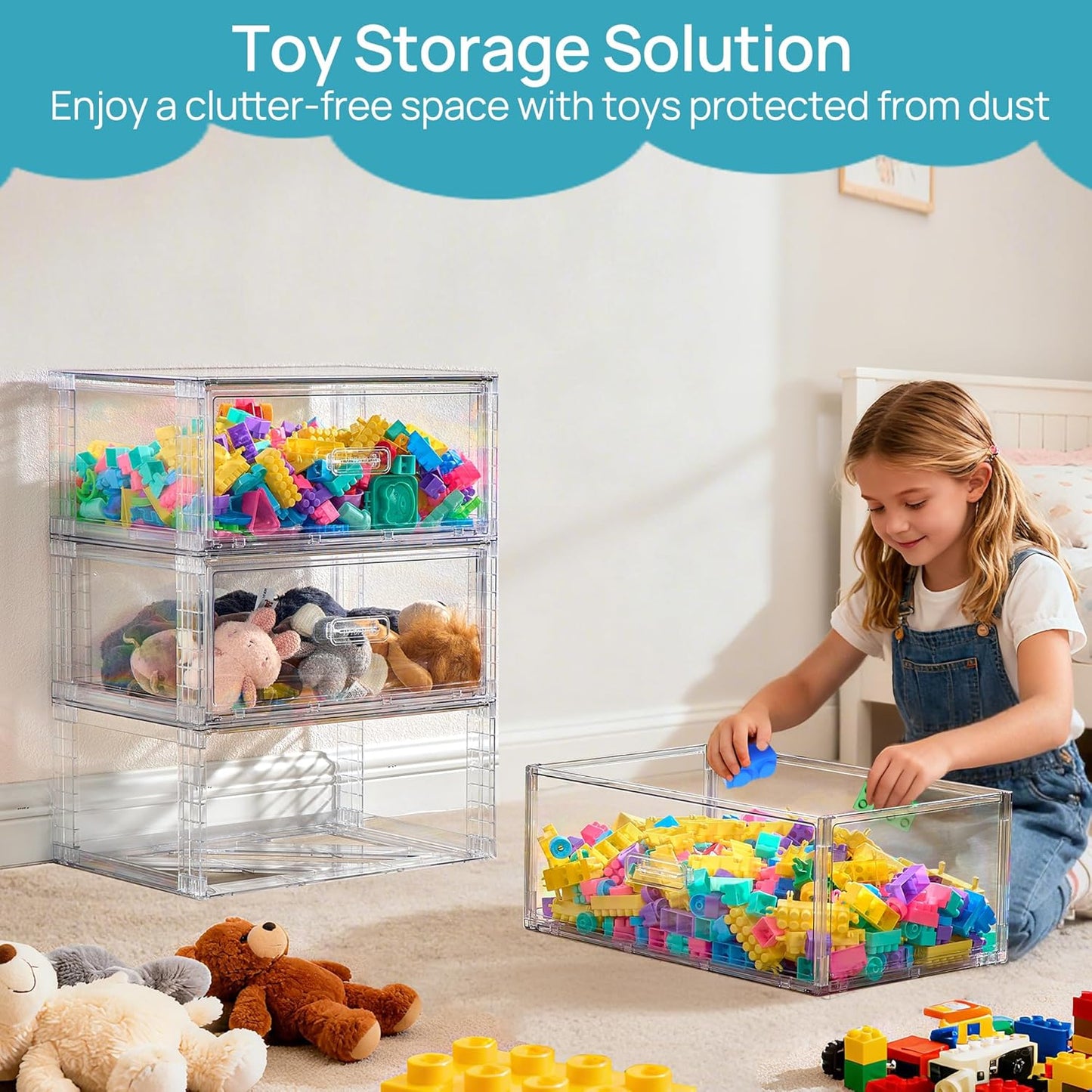Vtopmart Large Clear Stackable Storage Drawers - 27QT Plastic Closet Bins | Dust-Proof Underbed Organizer for Clothing