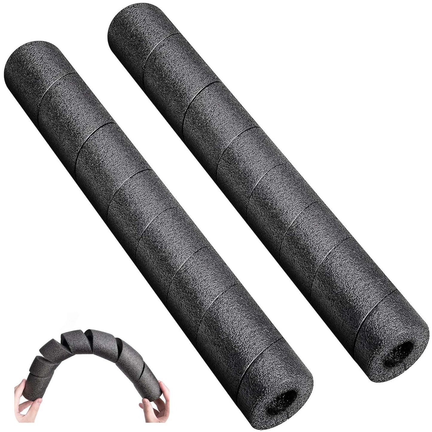 2 Pack Pipe Insulation Foam Tube, 15.7" L x 0.79" Inner Diameter Black Pool Noodles Foam, Multi-Purpose Snake Pipe Wrap Protection for Outdoor Indoor Swimming Pool Handle and Winter Water Pipes