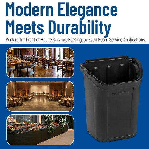 Carlisle FoodService Products CC11TH03 Trash Bin for Bussing Cart, 7 gal Capacity, 22" Height, 18" Width, 12.25" Length, Polyethylene (PE), Black