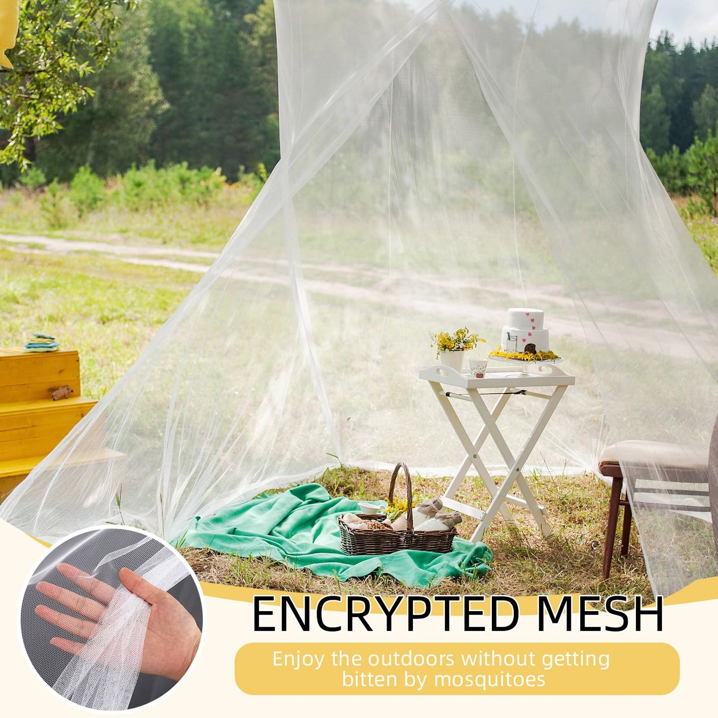 Mindsoft 4 Corners Mosquito Net for Mosquiteros para Camas Bed Canopies Netting Bed Drapes Rectangular Mosquito Mesh for Camping Home Outdoor Travel(White,L75 X W60 X H67 Inch,1 Opening)