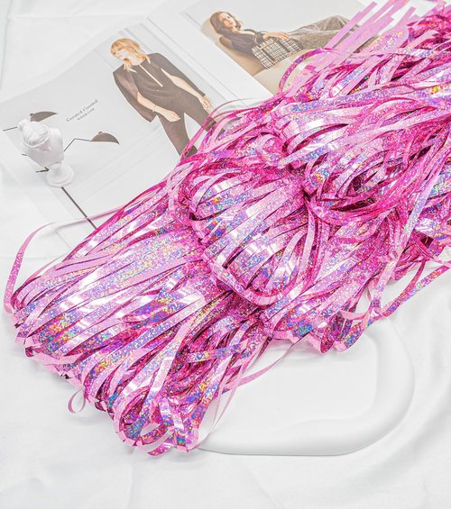 Glitter Pink Foil Fringe Curtain by [Brand Name] - 2 Pack 3.2x8.2 Ft Metallic Tinsel Backdrop for Parties