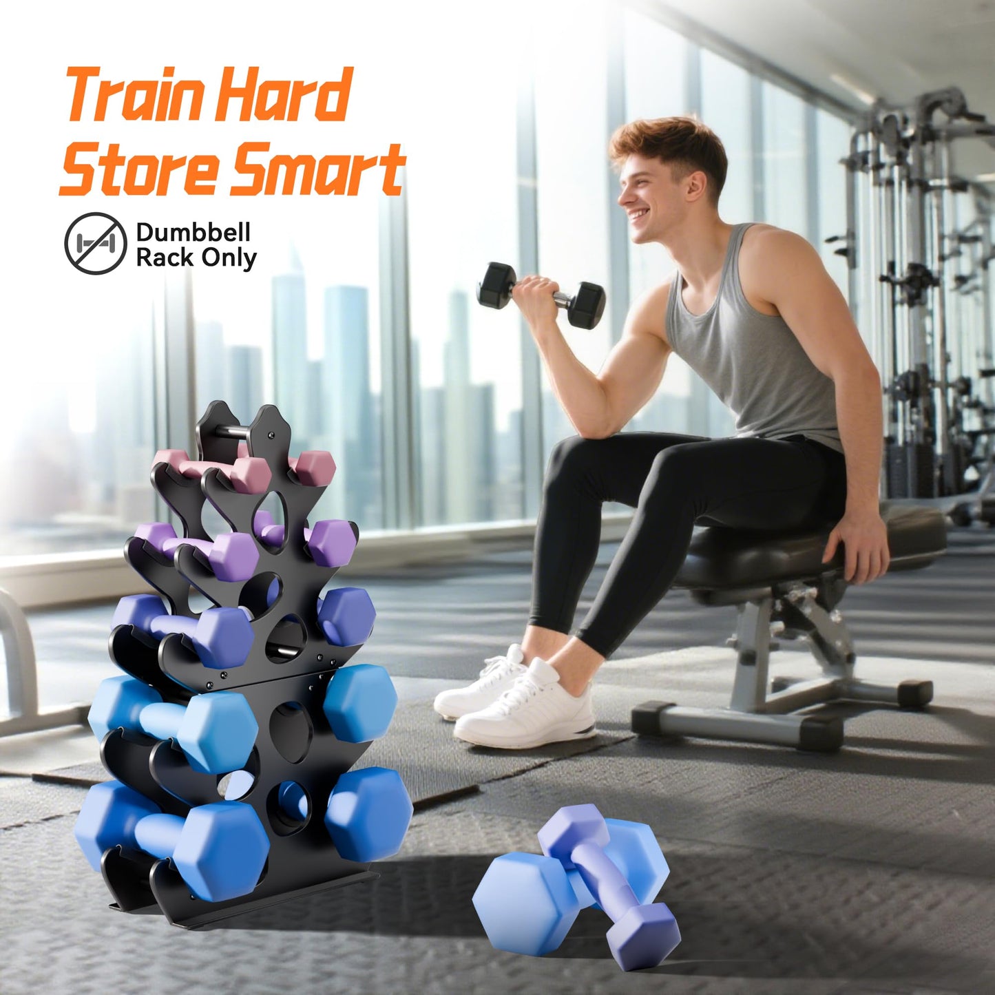 5 Tier Dumbbell Rack, Weight Rack For Home Gym, Dumbbell Stand for Free Weights