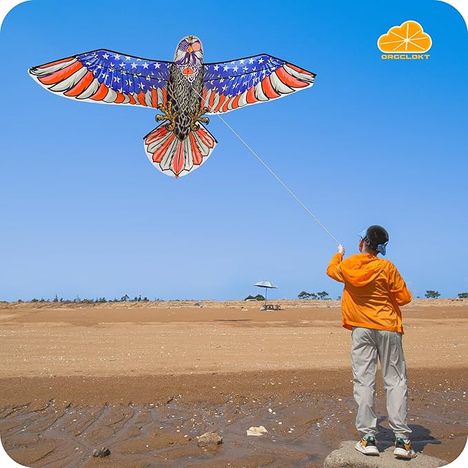 ORGCLDKT- 3D Lifelike Style Bird/Eagle Kite, Super Easy to Fly with, Ideal for Kids, Adults, Girls, Boys. Kites for The Beach, Grassland, Hiking