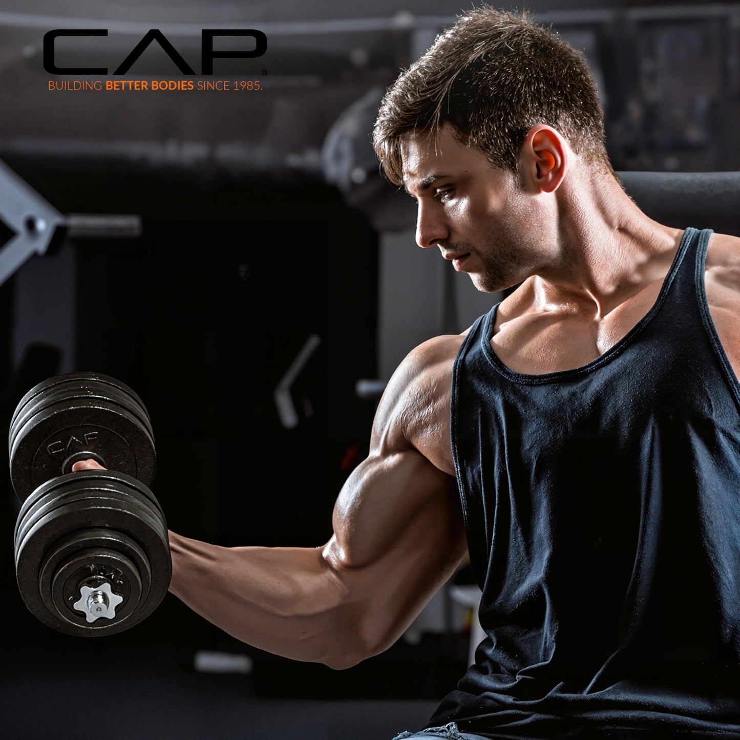 CAP Barbell 52.5 lb Set Adjustable Dumbbell Set - Single Handle | Classic Adjustable Dumbbells with Weight Plates, Star Lock Collars, and Connector for Home Gym Strength Training