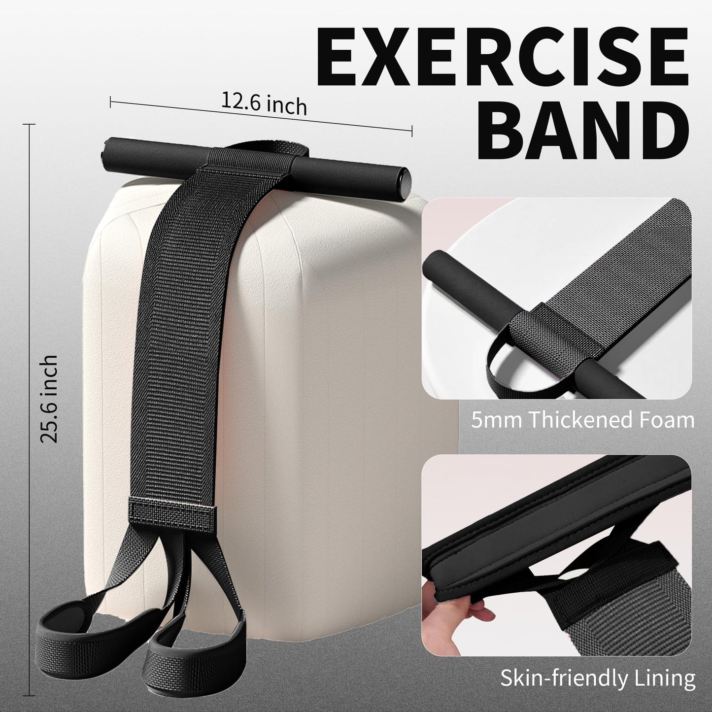 Fabric Resistance Band with Handles Non-Slip Foot Pedal Puller for Women 120lb Full-Body Fitness Band for Strength Muscle Training Workout Equipment for Chest Glutes Leg Arm Core Wrist Ankle