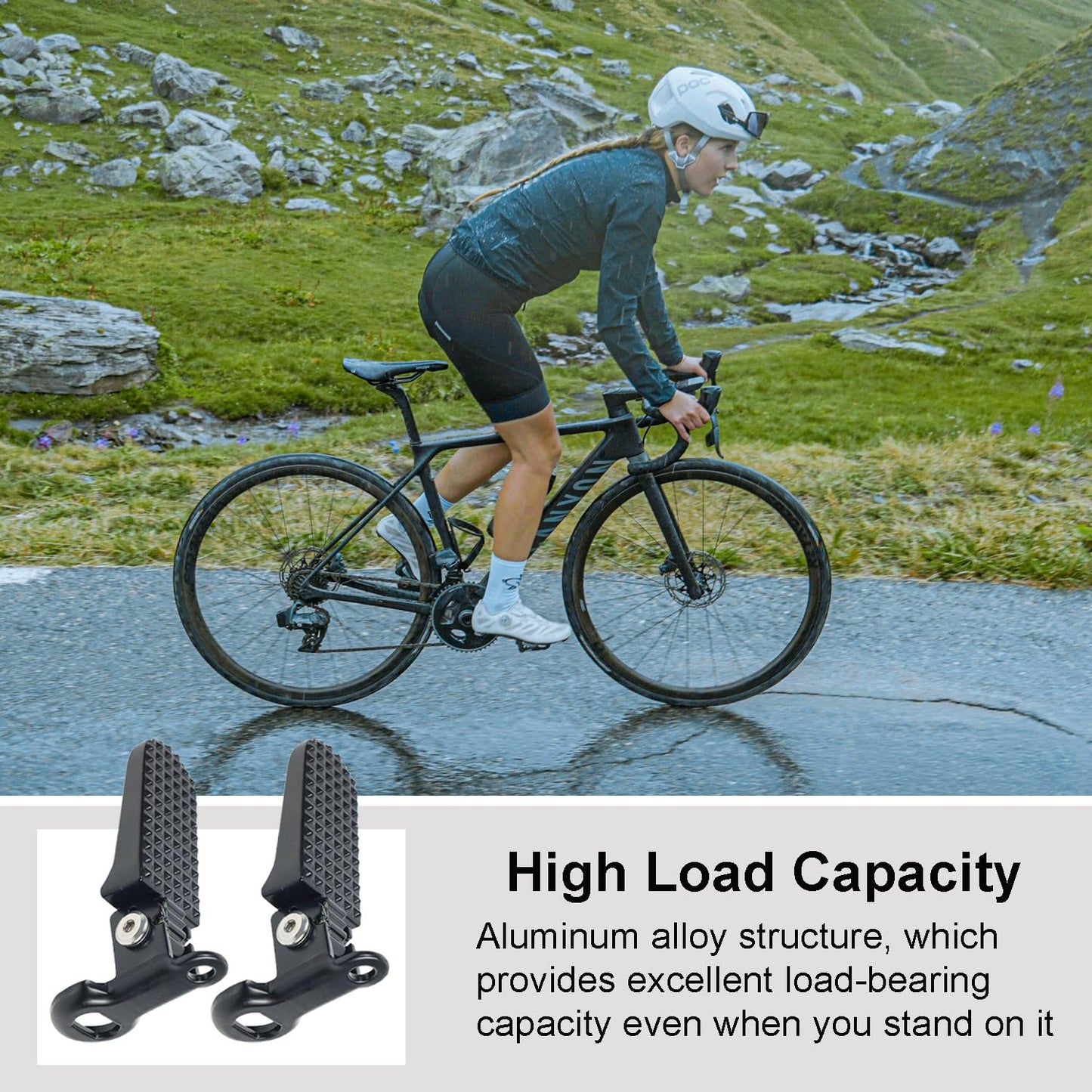 Reicyfang 1 Pair of Bike Foot Pegs, Aluminium Alloy Non-Slip Bike Rear Pedals,Mini Folding Bicycle Foot Pegs for Mountain, City, E-Bikes & Folding Bicycles