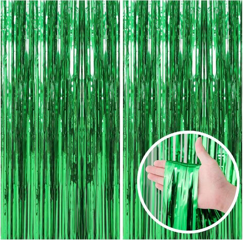 Green Streamers Backdrop by [Brand Name] - Jungle Party Decorations | Foil Fringe Curtains for Birthdays & Events