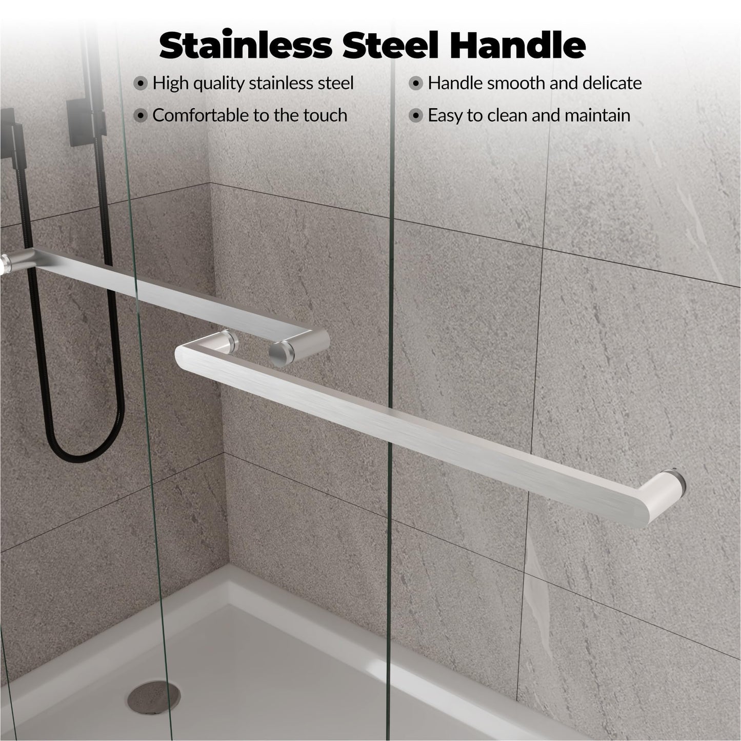 GarveeTech 44" - 48" W x 72" H Semi-Frameless Double Sliding Shower Door, Bypass Walk-in Shower Enclosure with 1/4" Tempered Glass, Silver Finish