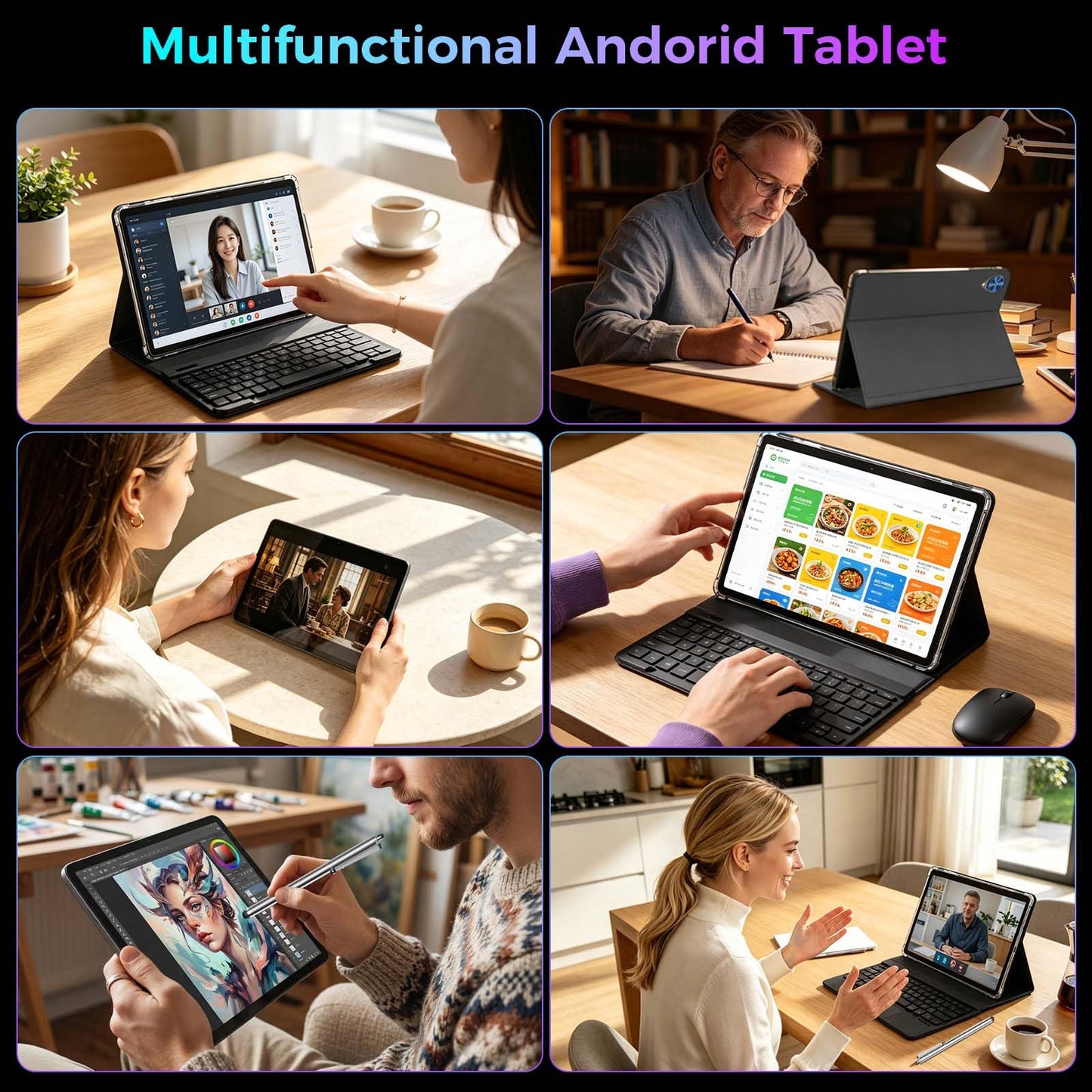 2026 Gemini AI Android 16 Tablet, 10 inch Tablet with Keyboard, 26GB+256GB (2TB Expand), 2-in-1 Tablets with 8-Core, 5G WiFi, 8000mAh, GMS, GPS, Electronic Tablets PC with Mouse, Case, Stylus (Silver)