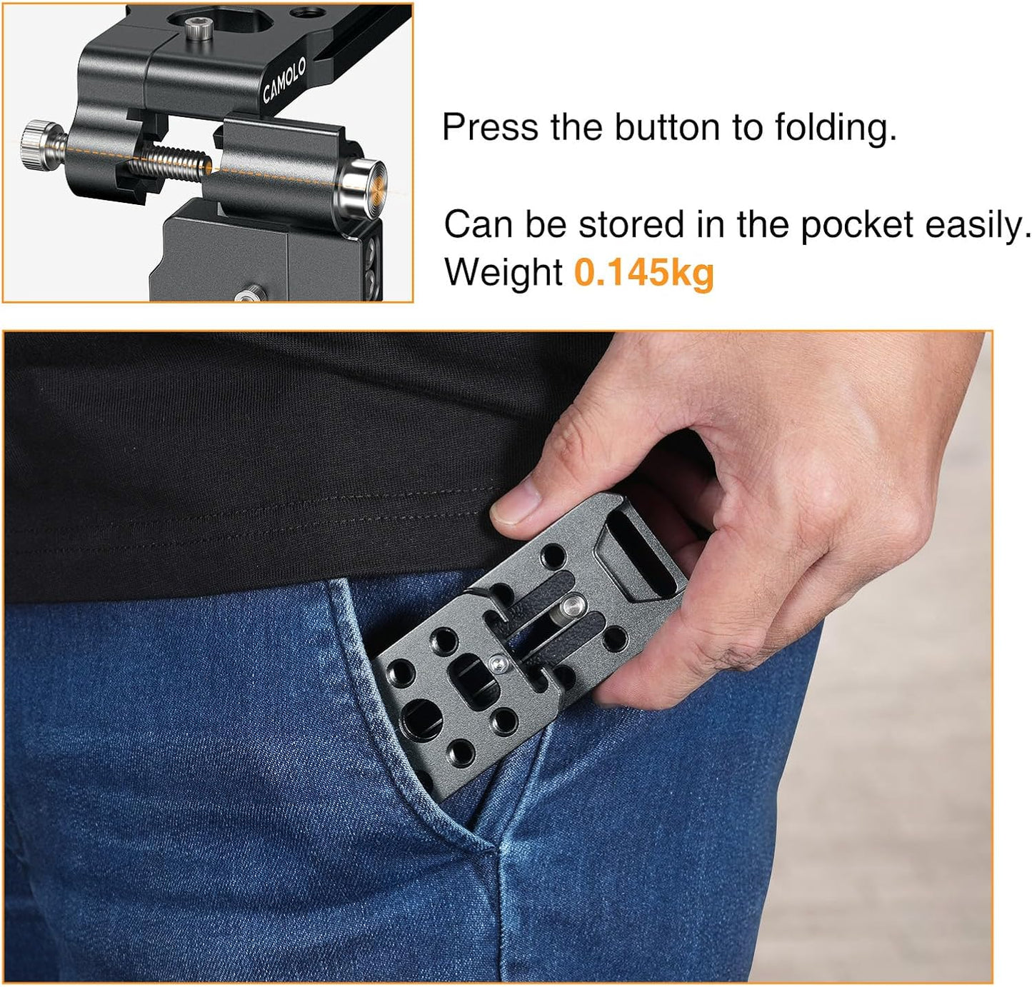 CAMOLO RIG Base,1/4" Foldable DSLR Camera L Bracket,Vertical Horizontal Switching Tripod,Arca-Swiss Srew Hole,Quick