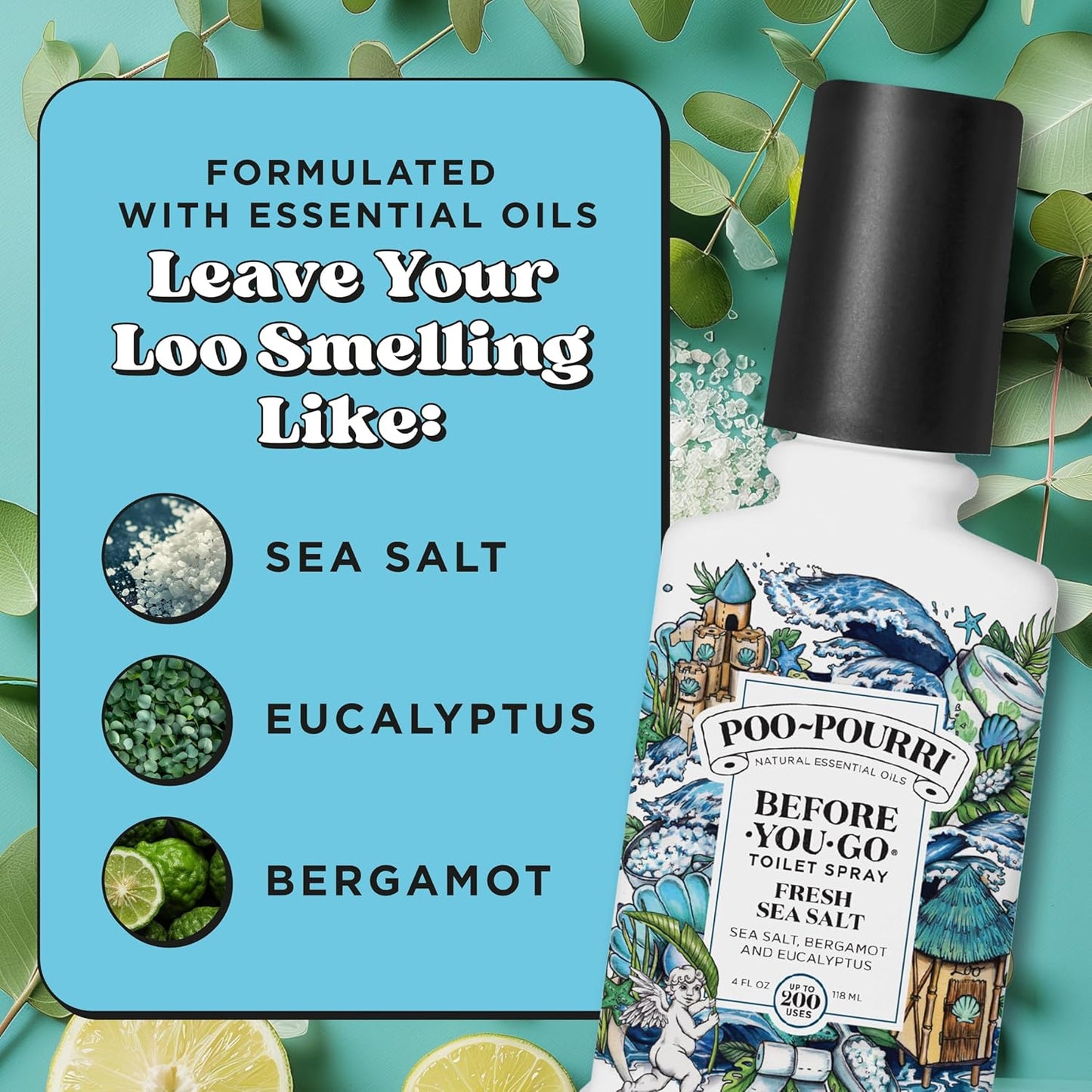 Poo-Pourri Toilet Spray - Fresh Sea Salt Scent | Plant-Based Odor Deodorizer, 4 Fl Oz, Up to 200 Uses