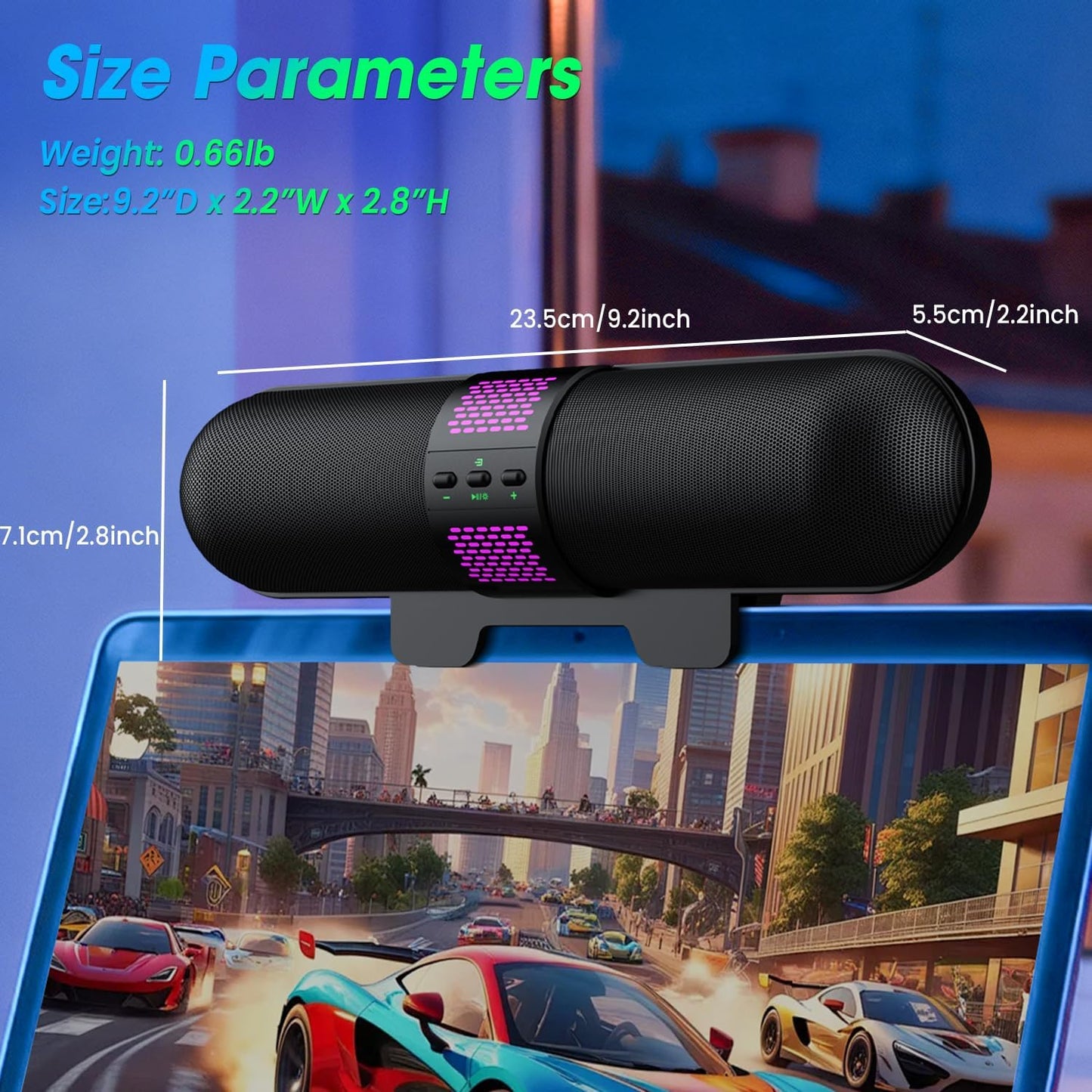 BESTISAN 5.3/Wired 6 Computer Speaker, Bluetooth USB A/C Connection, RGB Light Modes, Gaming Soundbar