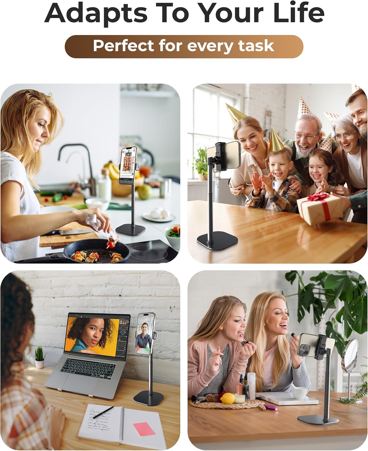 COOPER Pack], 2-Pack) ChatStand, [Gift Family Adjustable Cell Phone Stand for Desk, Phone Stand for Recording, iPhone