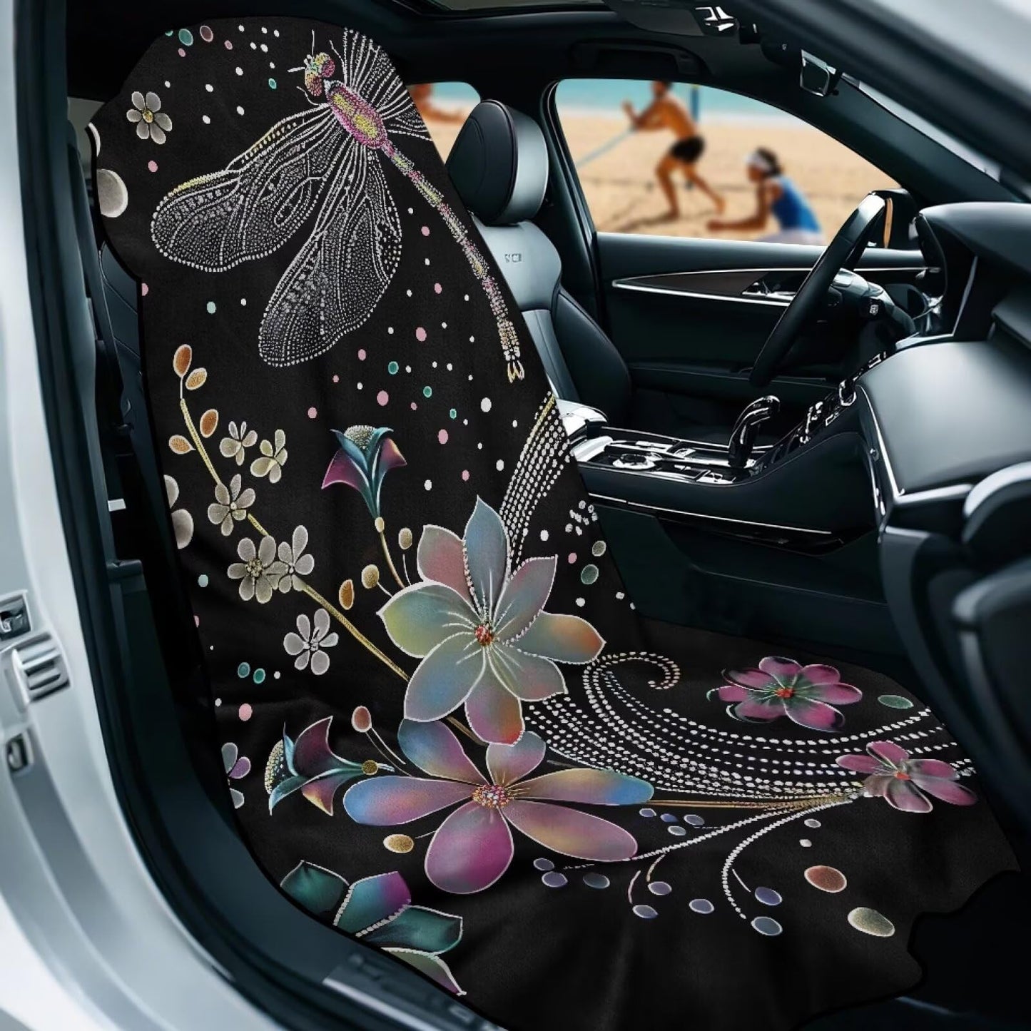 Horeset Aesthetic Dragonfly Sports Car Towel Seat Protection Workout Outdoor Activities Car Seat Cover Towel Easy Installation Seat Covers for SUV Trucks Cars Sedan Van