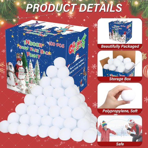 Homiar Snow Fake Balls - 100 PCS Soft Artificial Snow Toy Balls for Indoor & Outdoor Fun | Winter Party Decorations