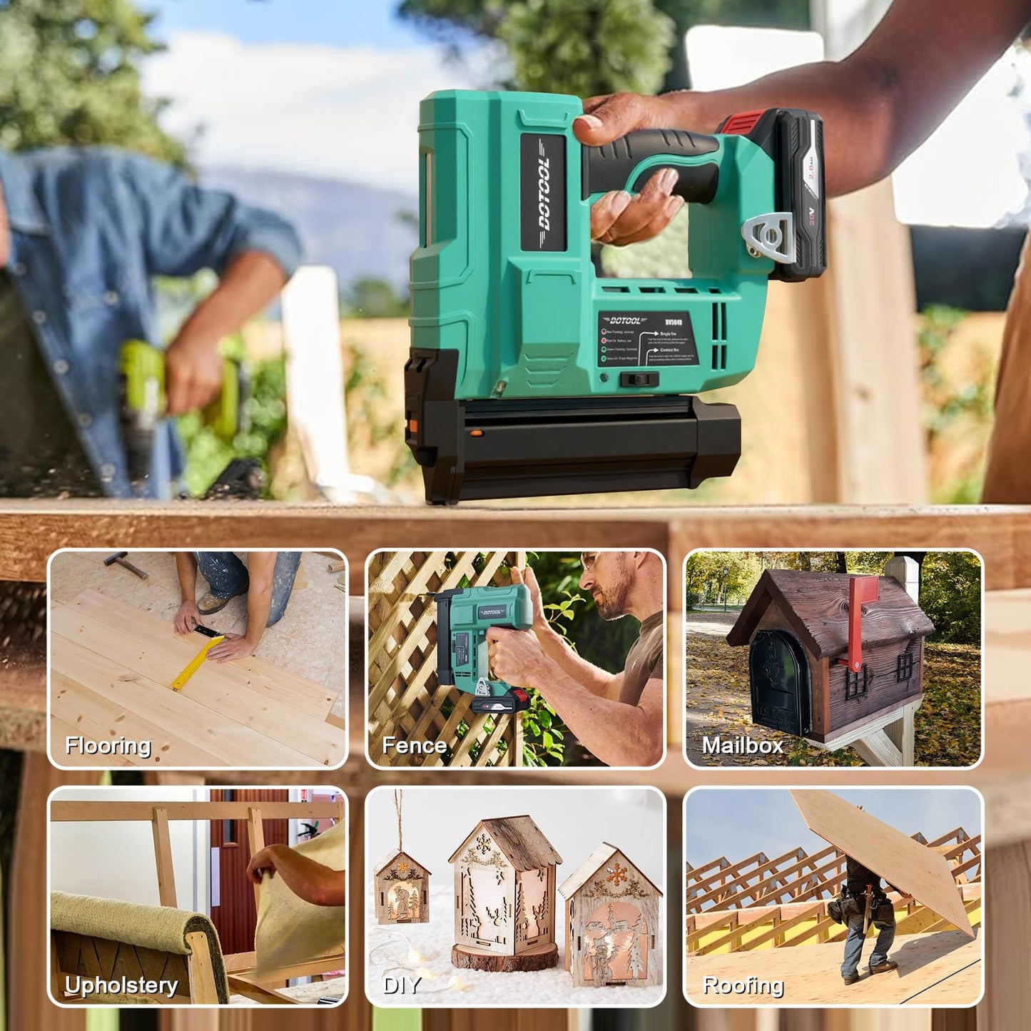 DOTOOL Cordless Nail Gun Battery Powered,2 in 1 Electric Nail Gun with 1000pcs 18 GA Nails, Brad Nailer with 20V 2.0A Batteries for Home Improvement & Woodworking