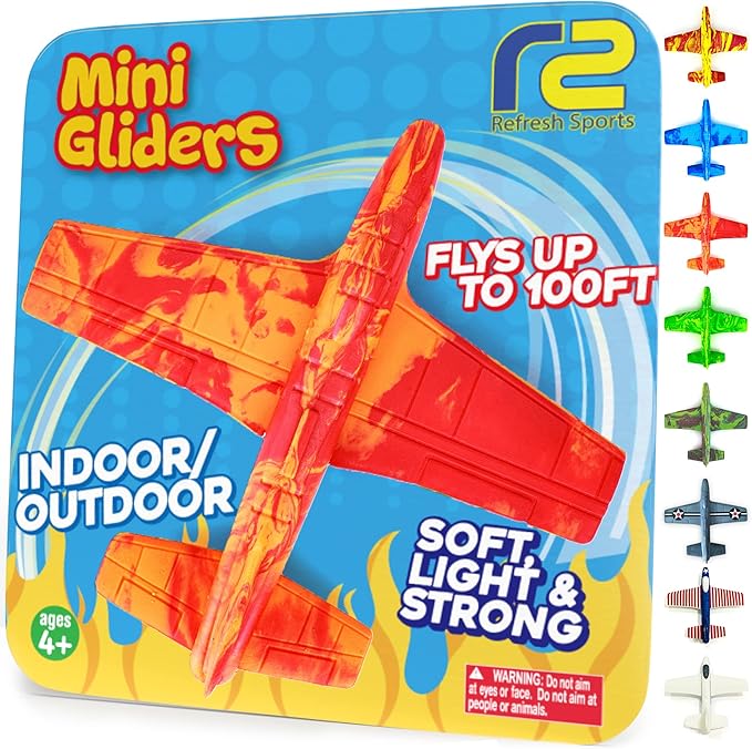 Airplane Toy Foam Glider Plane for Kids - Best Outdoor Toys for Boys & Girls - Kids Stocking Stuffers for Boys & Fun Flying Gliders Easy Throwing Air Planes - Great Gifts for Age 4 5 6 7 8 9 Year Olds