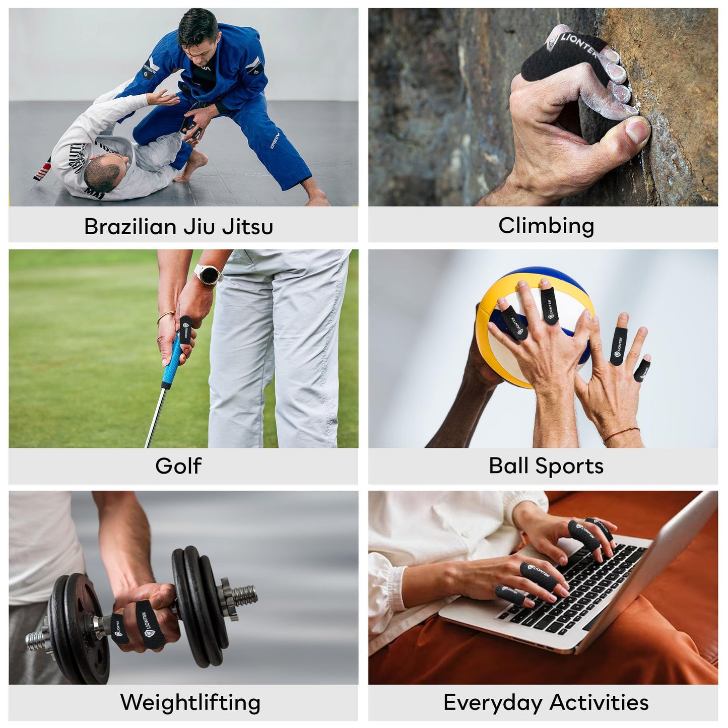 LIONTEK Single Flow Finger Sleeve V3 Pair — Joint Support & Compression for Activity, BJJ, Fitness, Volleyball, Basketball, and More (Large)